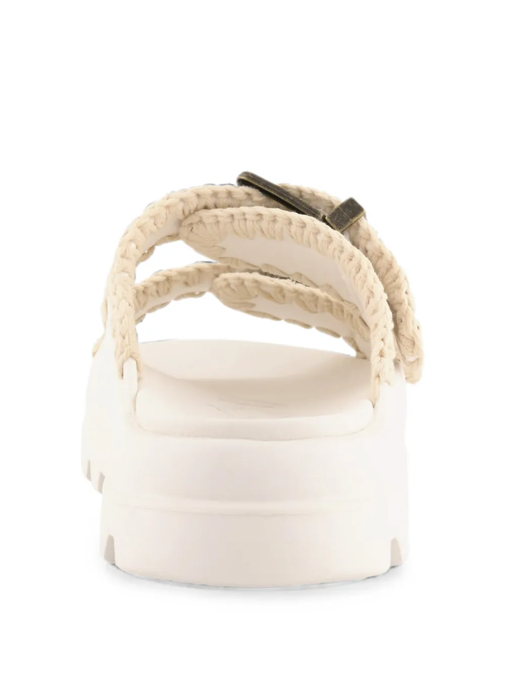 Mou Eva crochet-trim buckle slides Wit