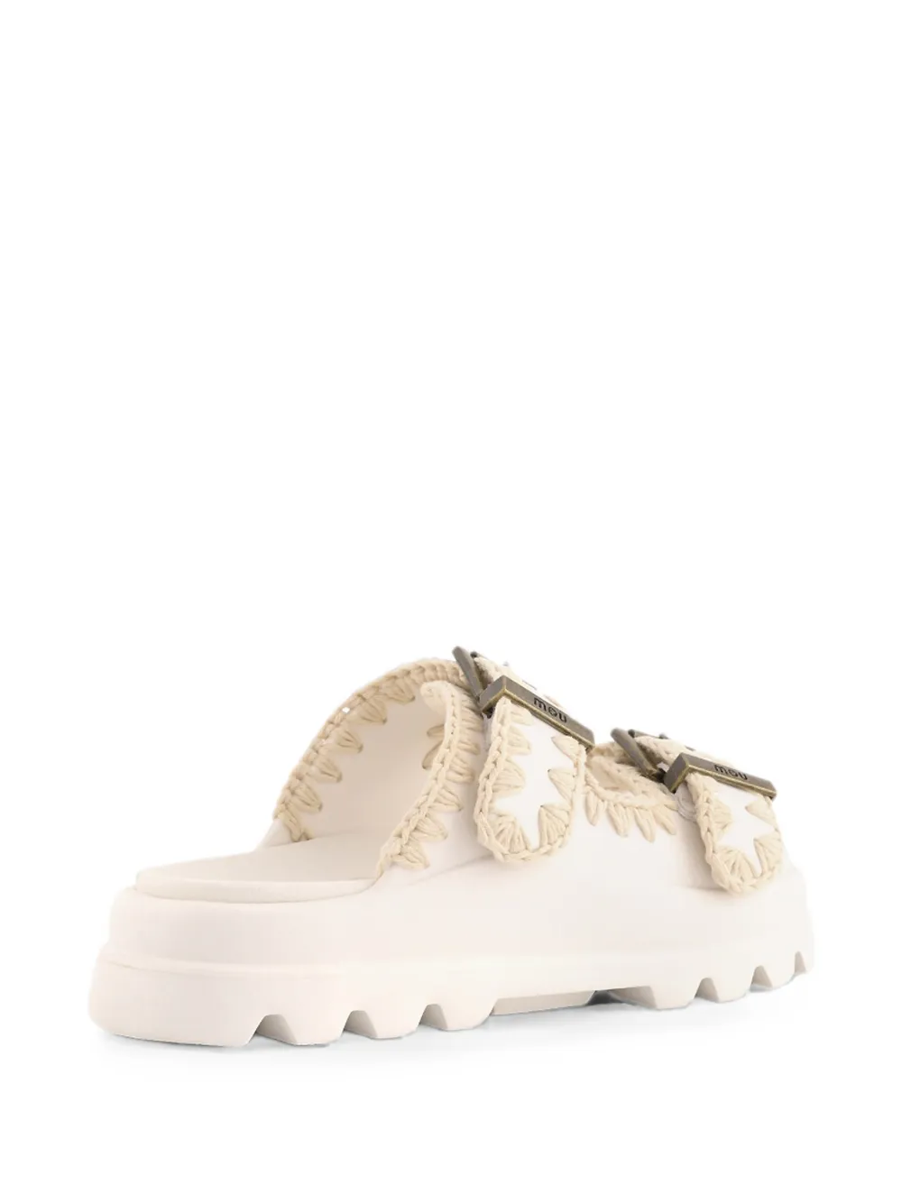 Mou Eva crochet-trim buckle slides Wit