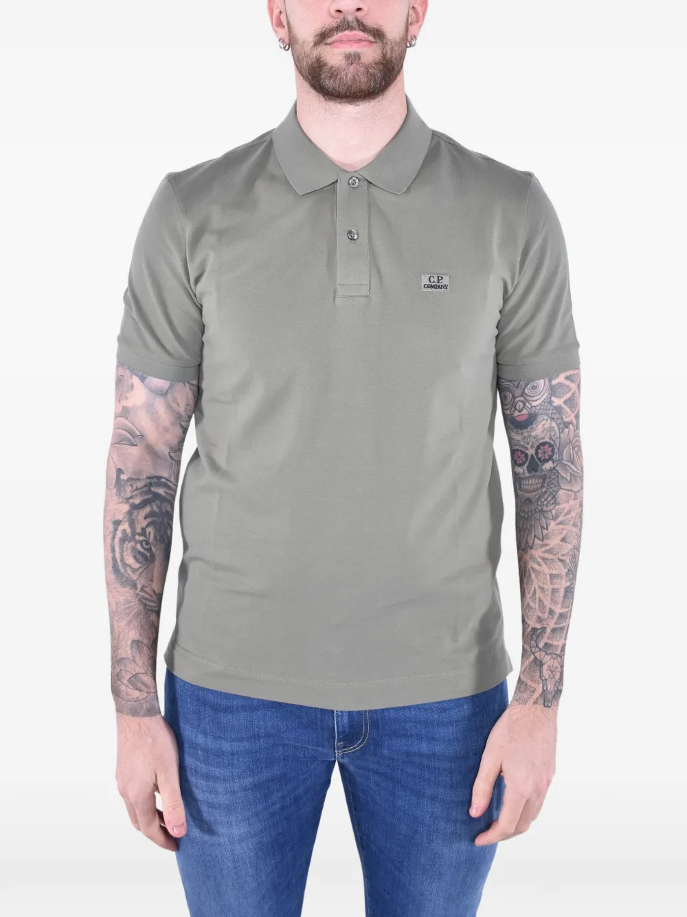 C.P. Company logo-patch polo shirt - Verde