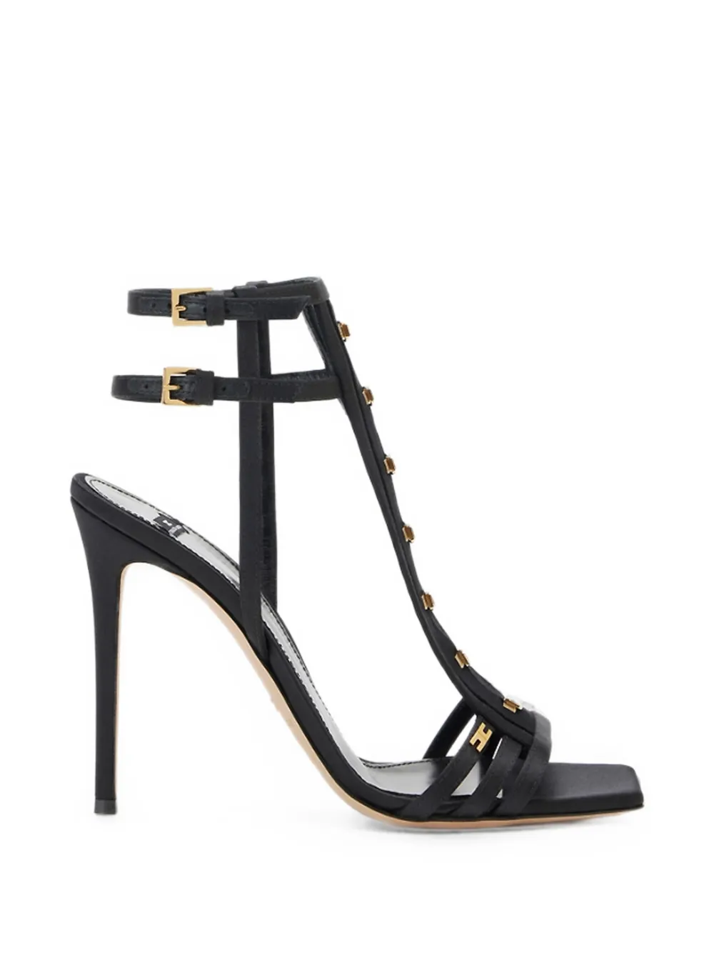 Elisabetta Franchi tulle-insert buckled sandals Zwart