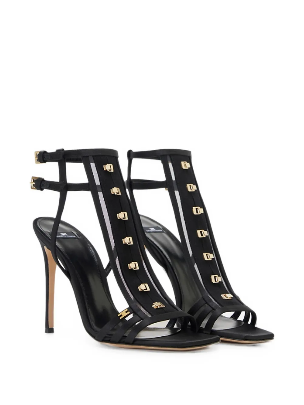 Elisabetta Franchi tulle-insert buckled sandals Zwart