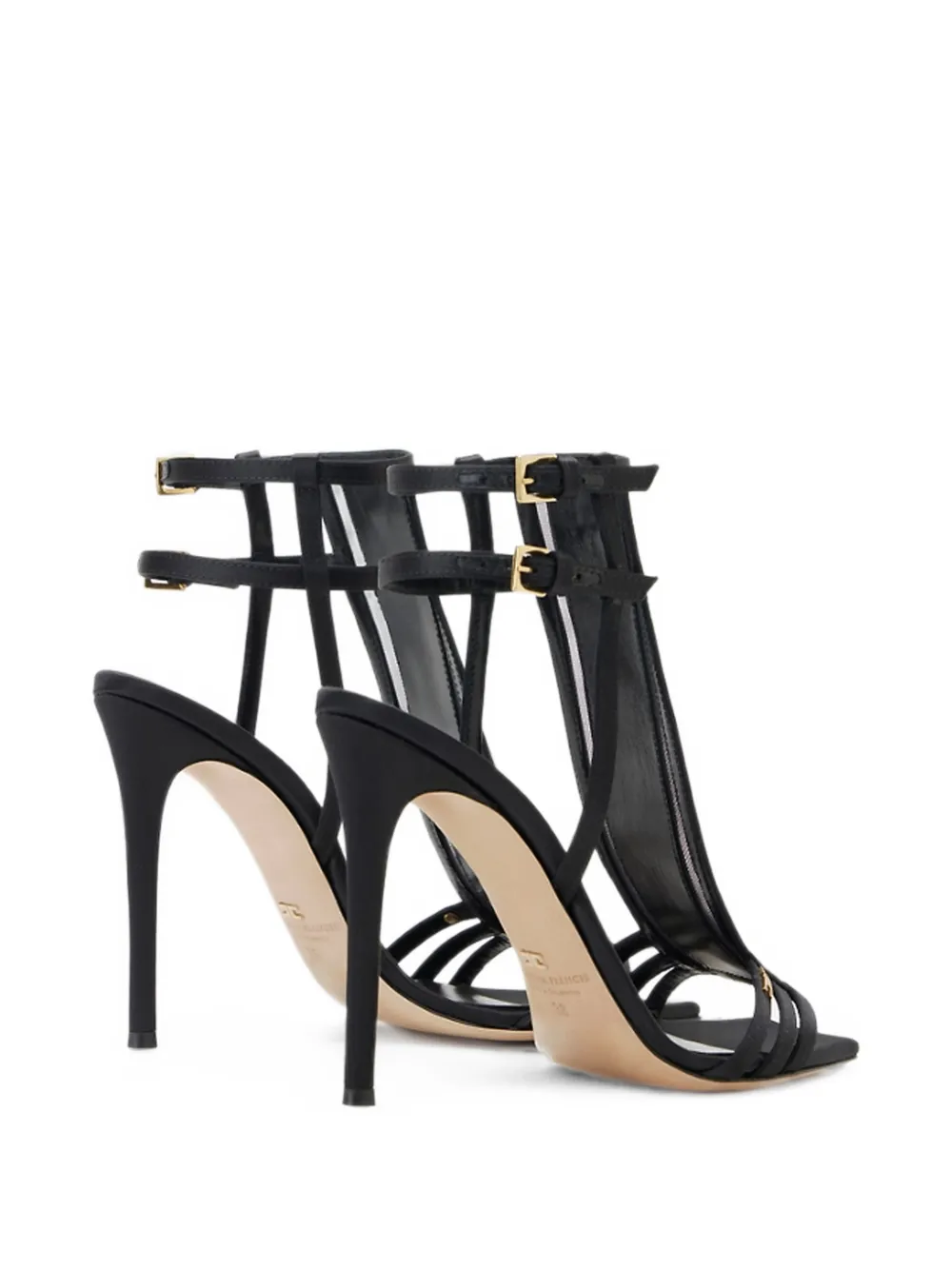 Elisabetta Franchi tulle-insert buckled sandals Zwart