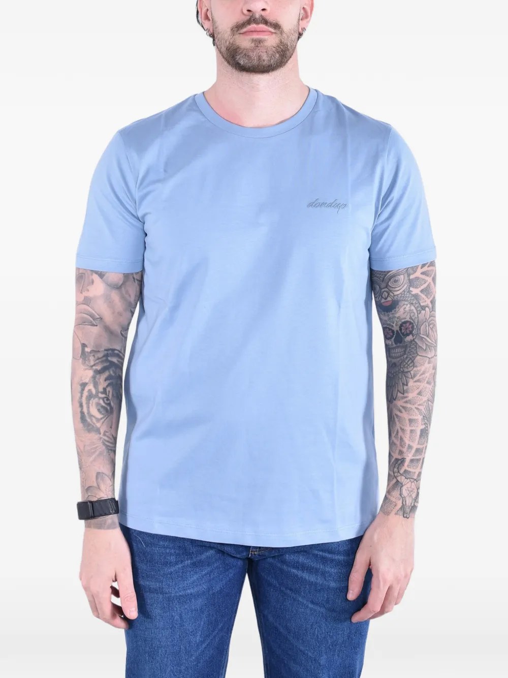 DONDUP logo-embroidered cotton-jersey T-shirt - Blu