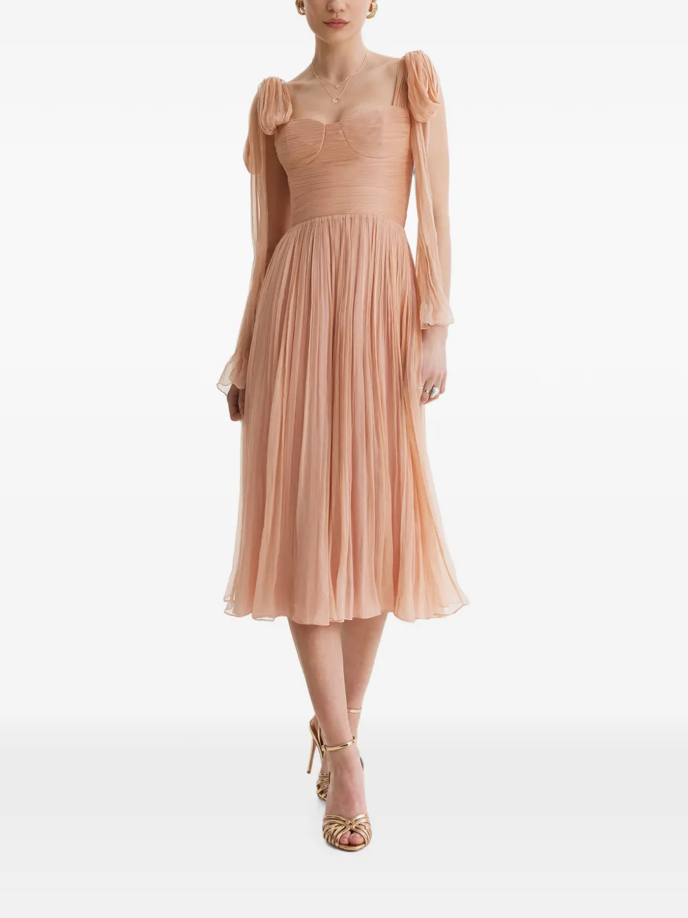FRAMBOISE Floid pleated silk midi dress - Rosa