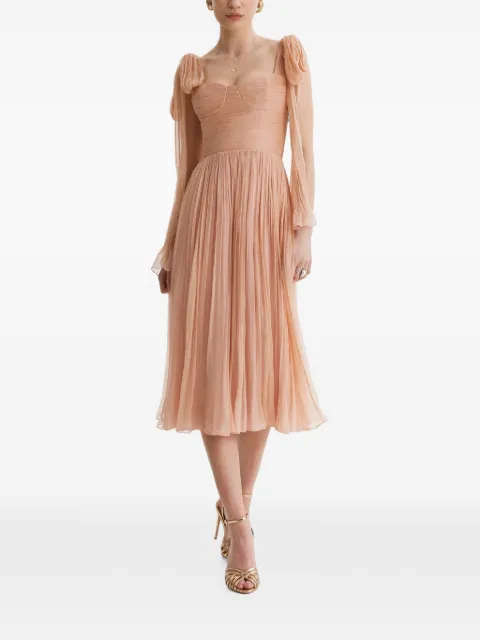 FRAMBOISE Floid pleated silk midi dress