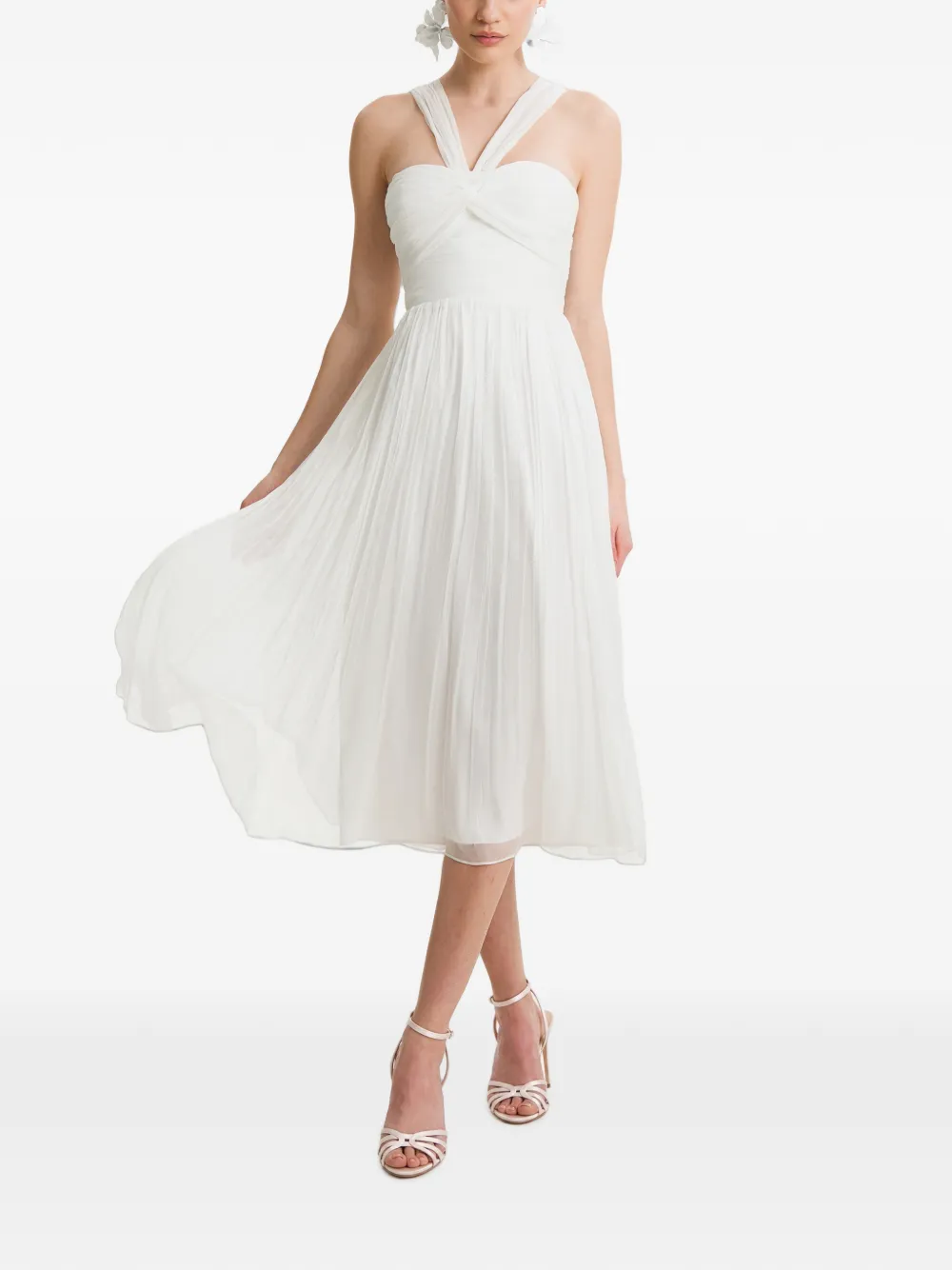 FRAMBOISE Emme geplooide midi-jurk Wit