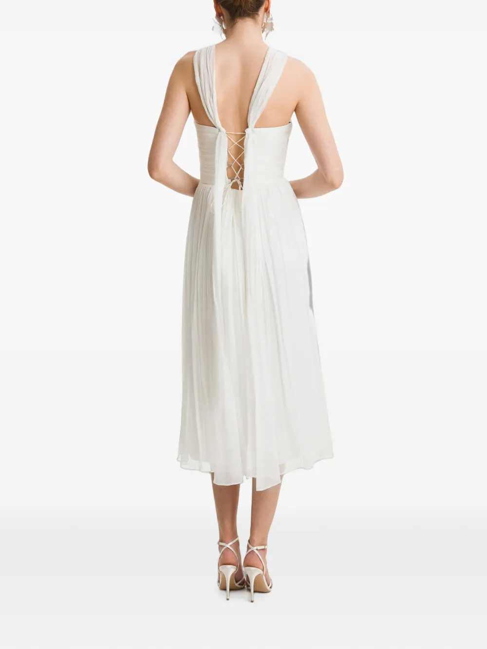 FRAMBOISE Emme geplooide midi-jurk Wit
