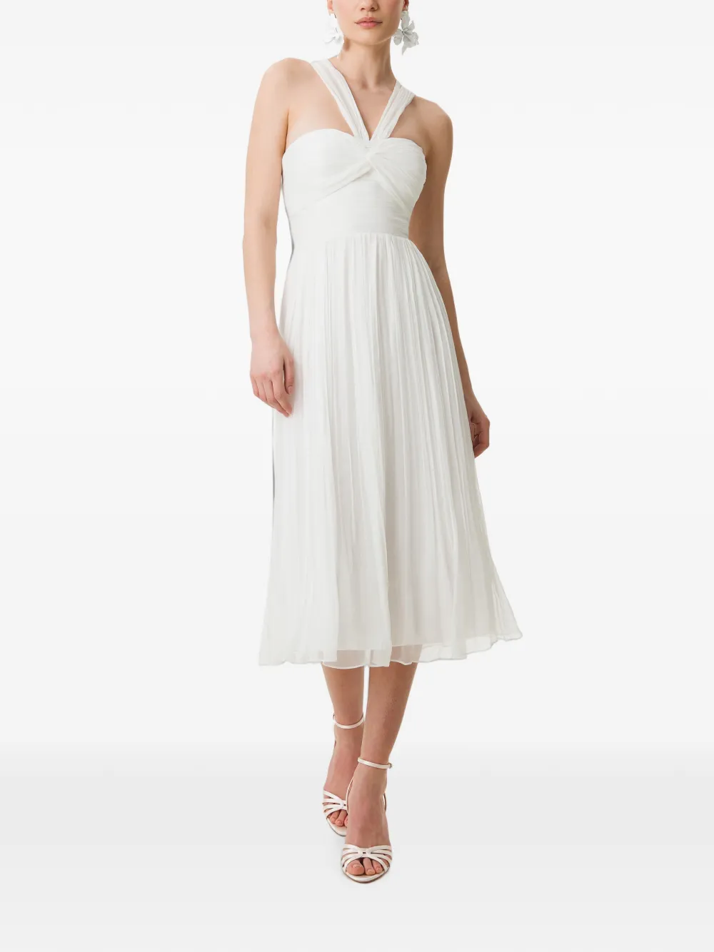 FRAMBOISE Emme pleated midi dress - Bianco