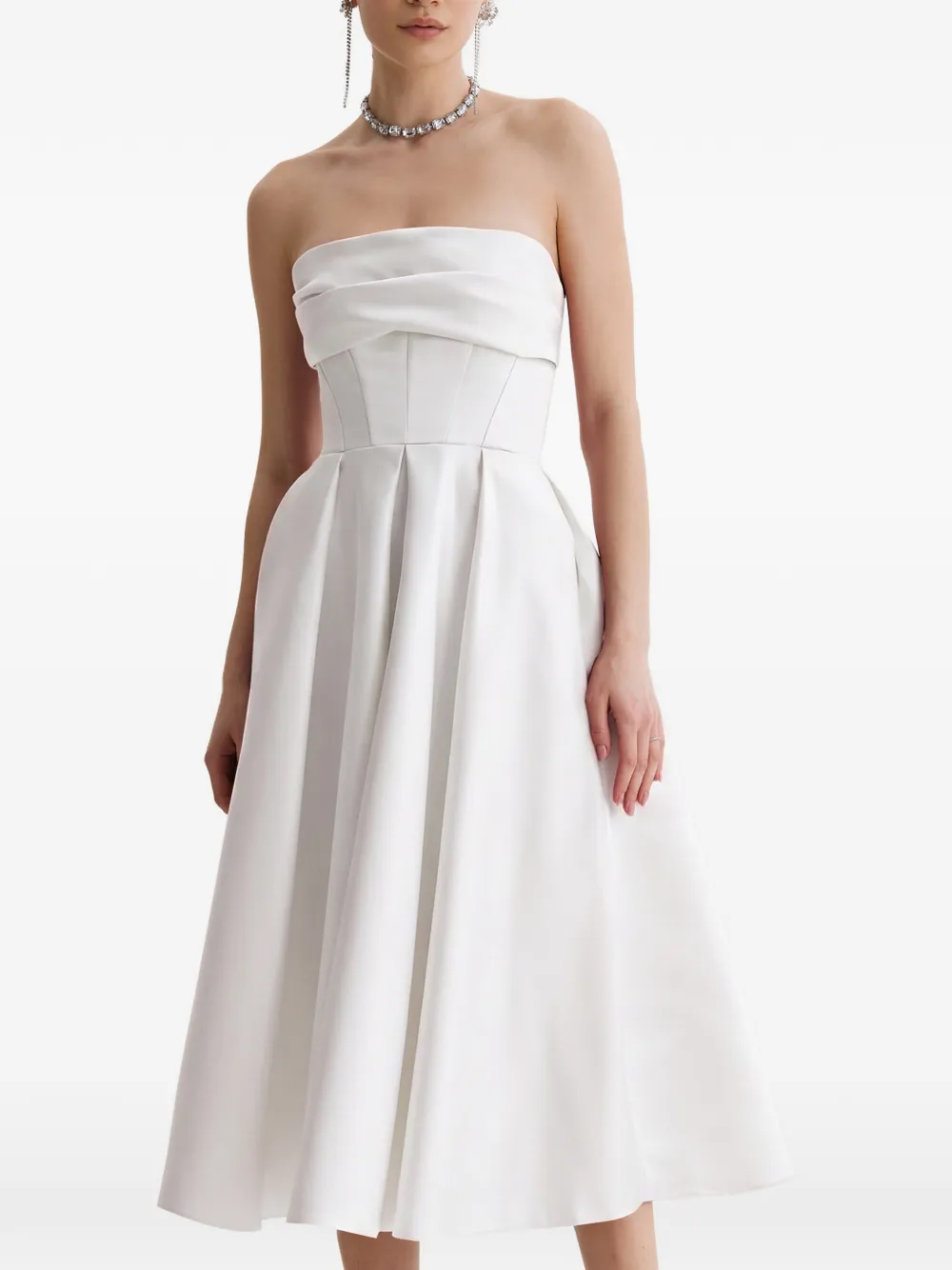 FRAMBOISE Napea strapless midi-jurk Wit