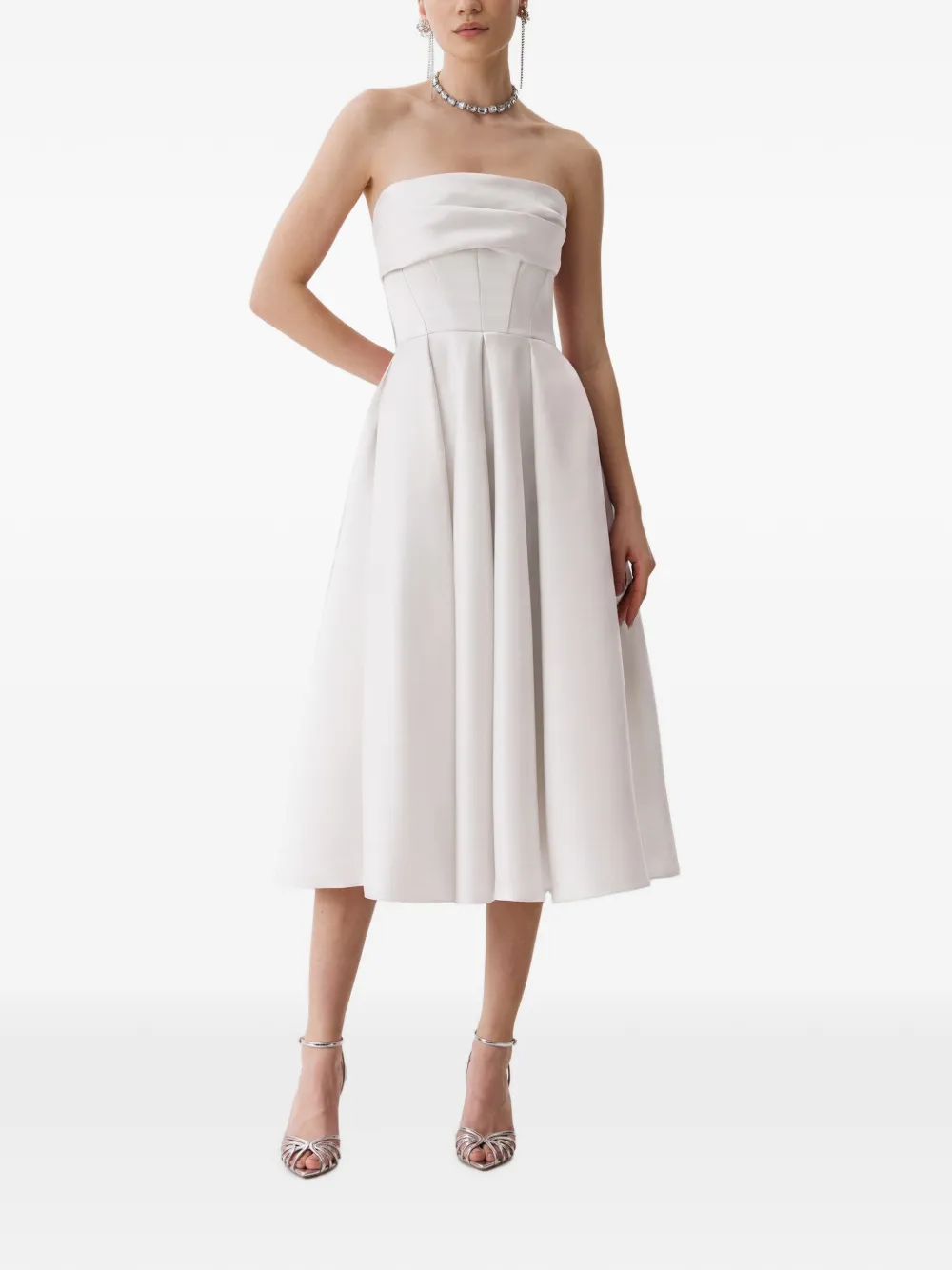 FRAMBOISE Napea strapless midi dress - Bianco