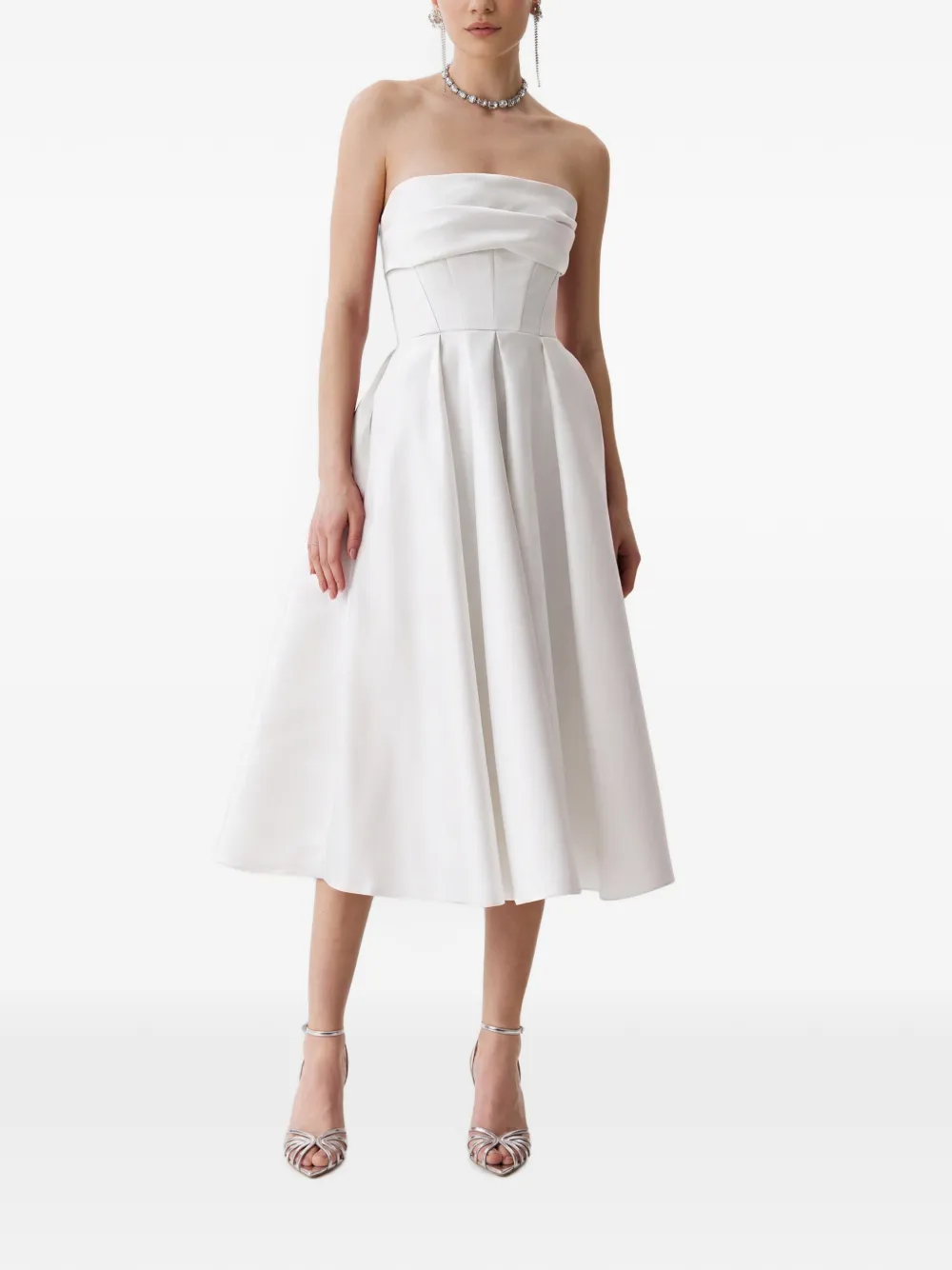 FRAMBOISE Napea strapless midi-jurk Wit