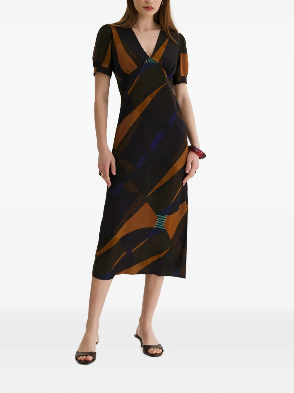 FRAMBOISE Brodie abstract-print midi dress
