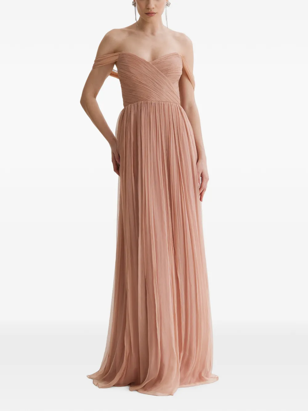 FRAMBOISE Kiros off-shoulder pleated dress
