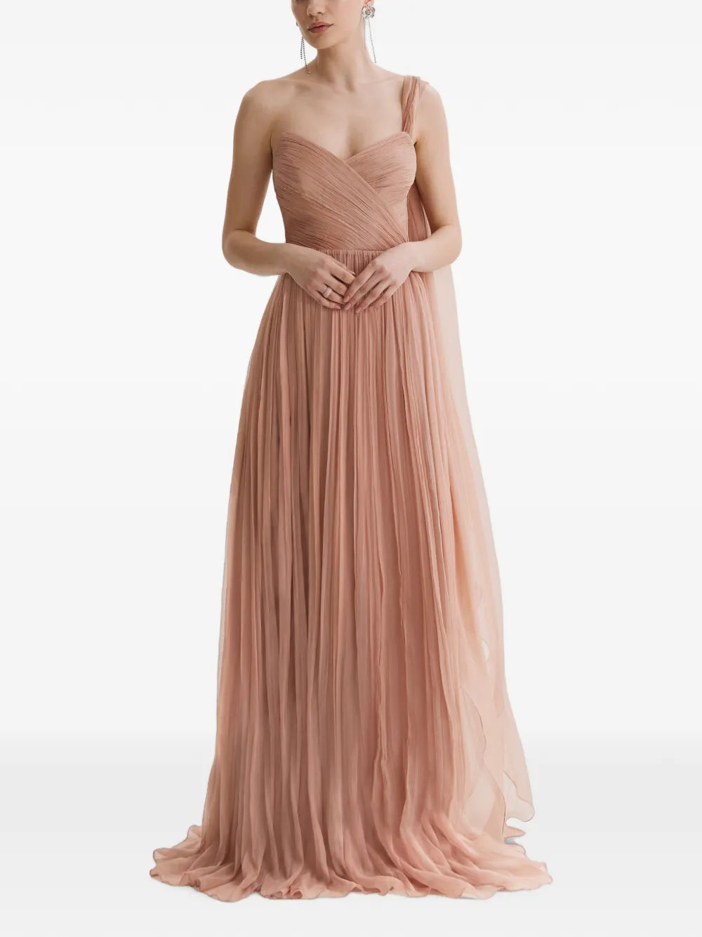 FRAMBOISE Giza draped silk maxi dress