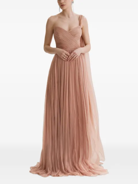FRAMBOISE Giza draped silk maxi dress