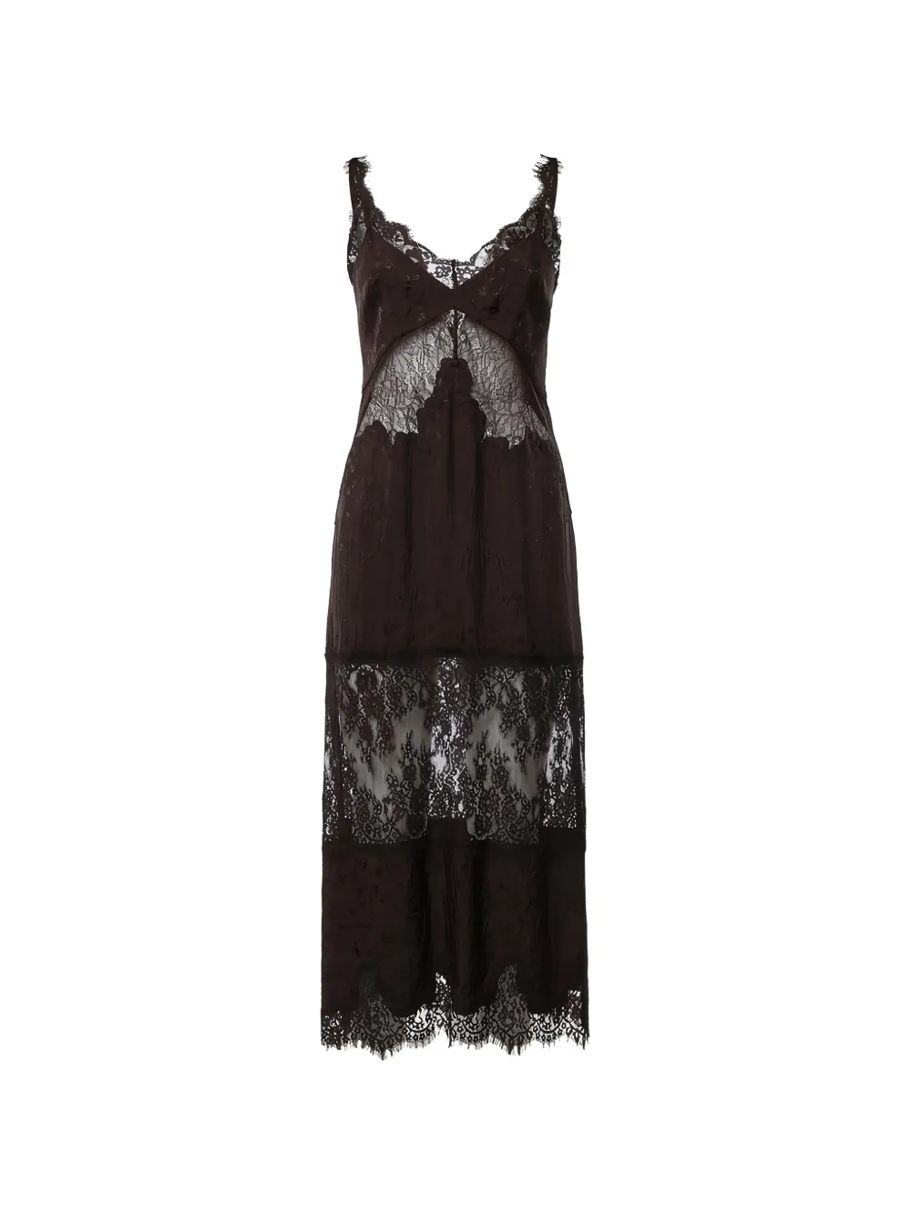 PINKO midi lace-trim floral-jacquard dress - Brown