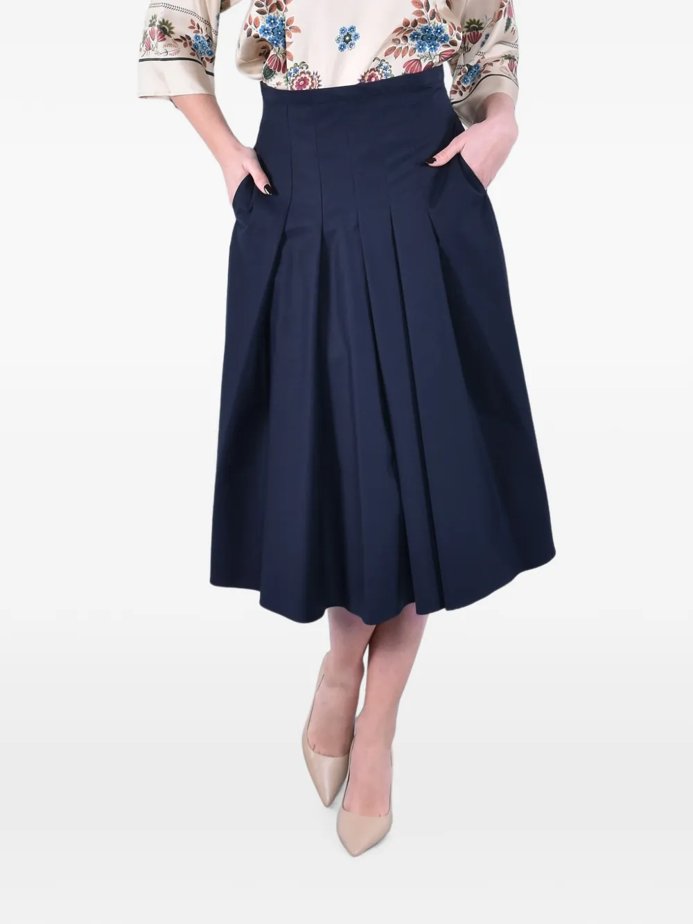 Max Mara pleated flared midi skirt - Blu