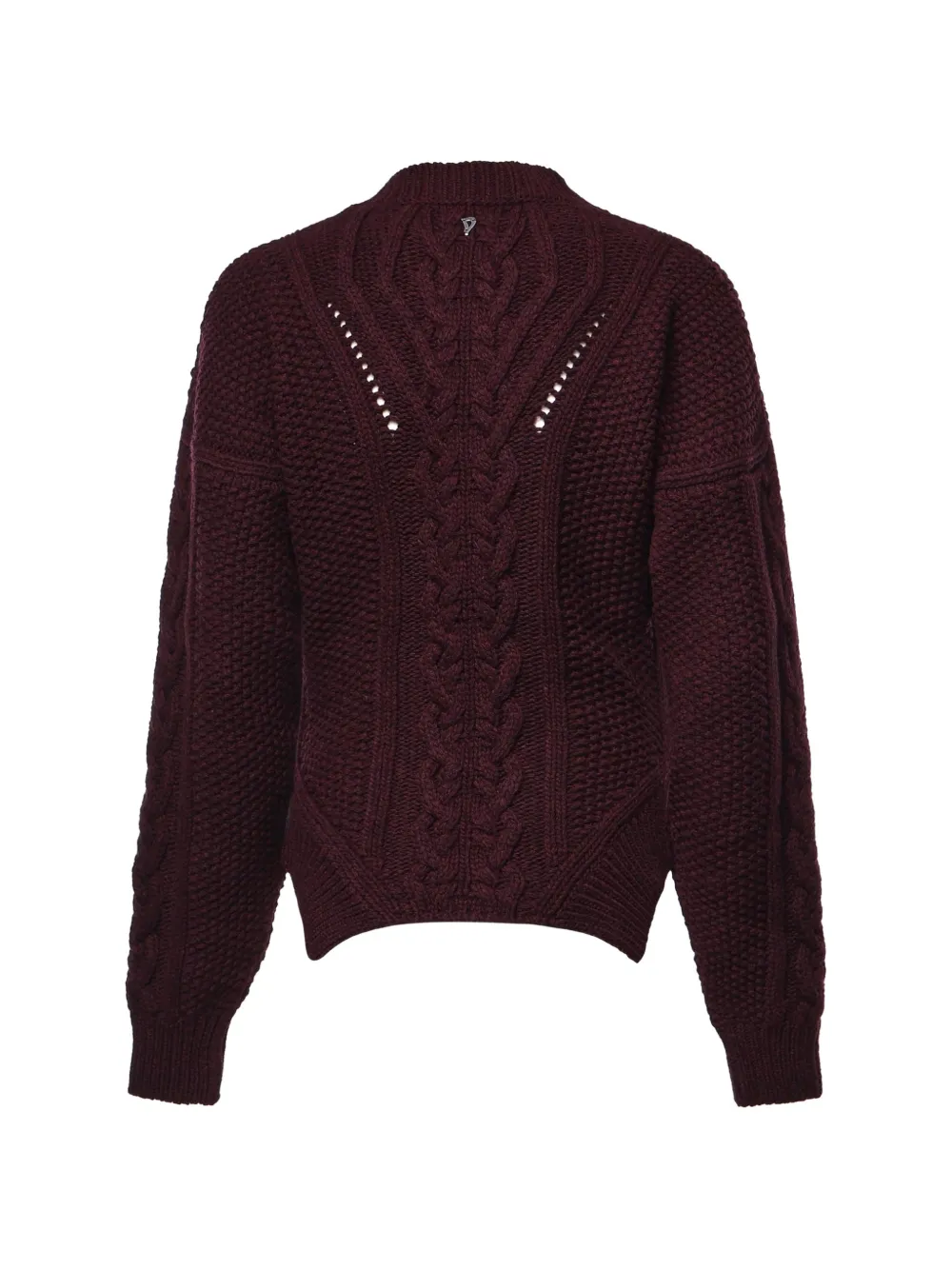 DONDUP Kabelgebreide trui met pointelle afwerking Rood