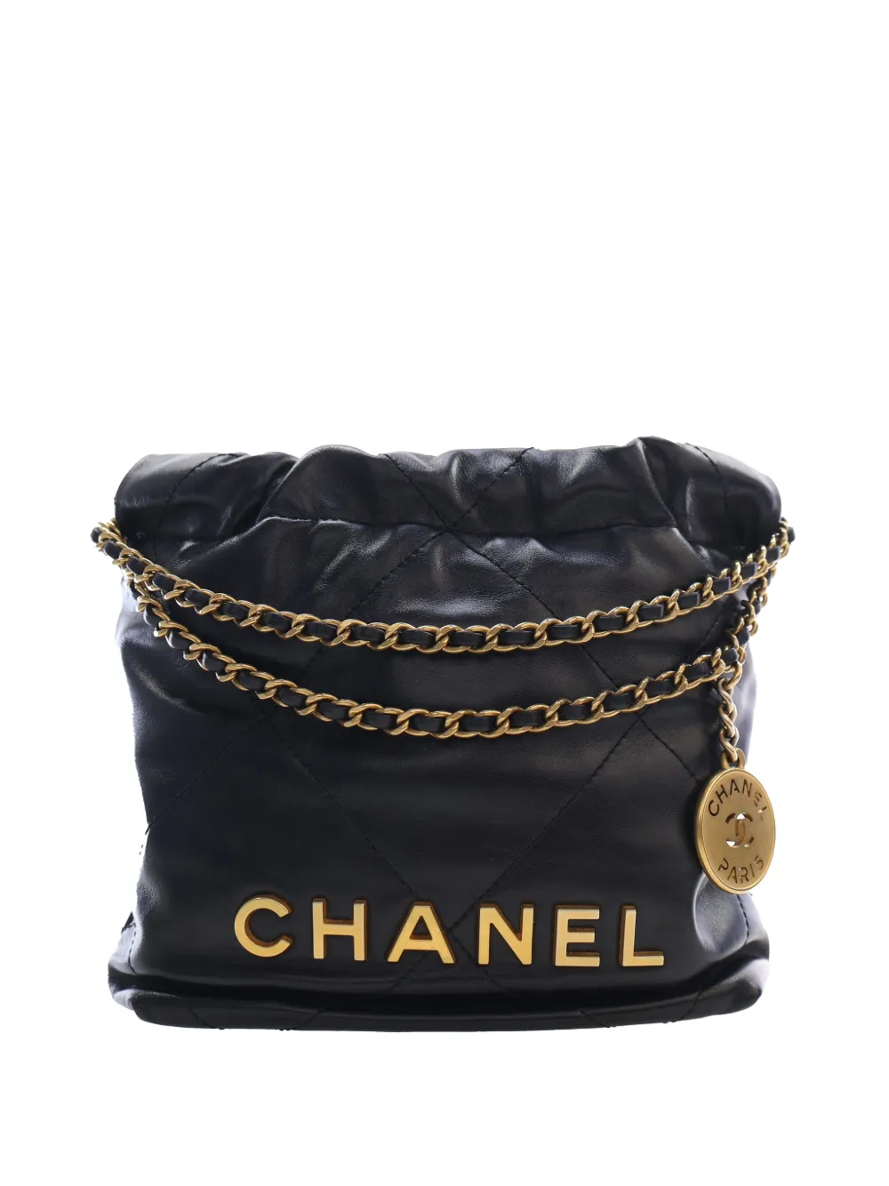 CHANEL Pre-Owned Borsa a tracolla Shiny 22 mini in pelle di vitello 2021-2065 - Nero