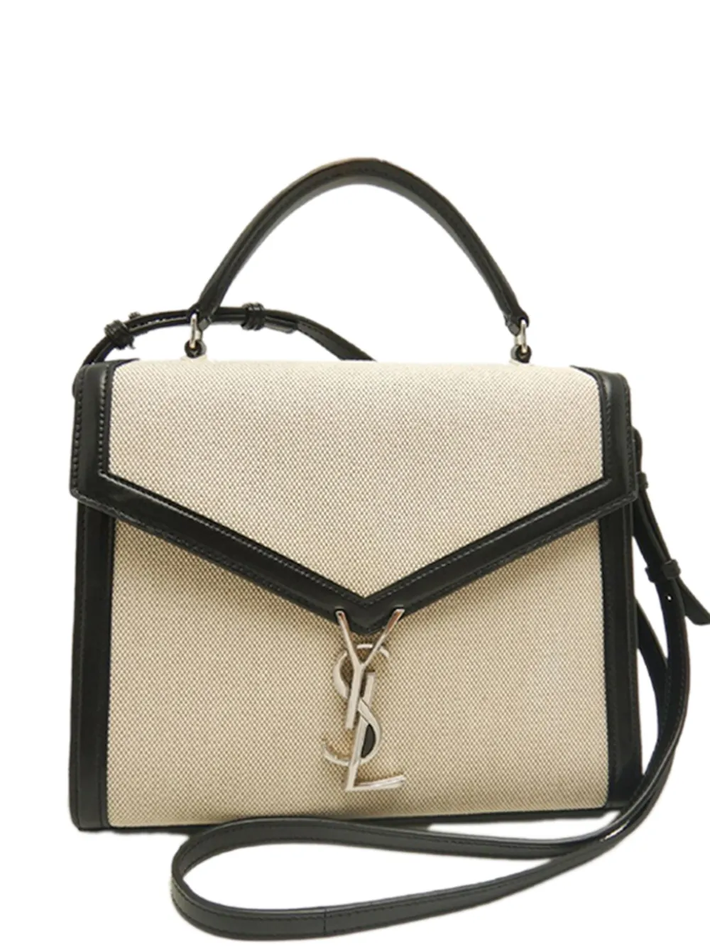 Saint Laurent Pre-Owned 2019 Medium Canvas Cassandra Top Handle Bag satchel - Black