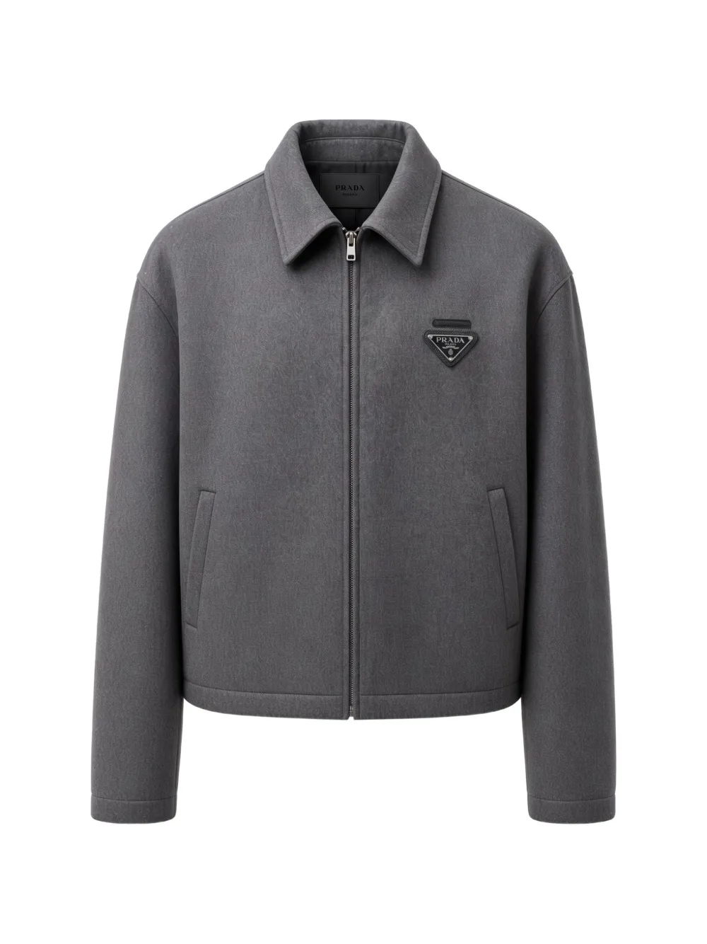 Prada logo-plaque zip-up jacket Grijs