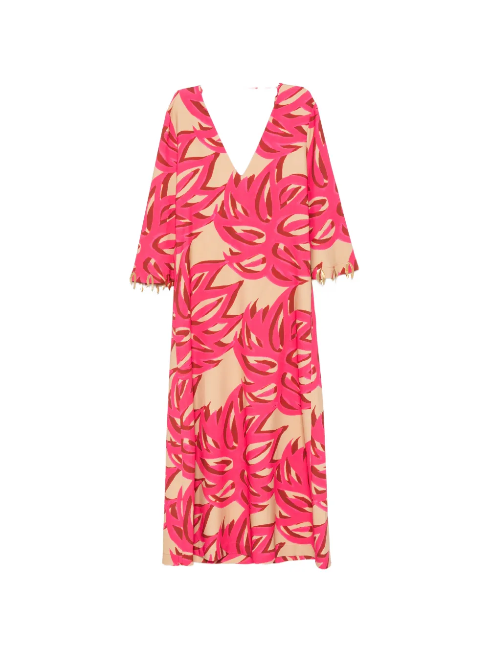 Themis Z Ismene Sabra leaf-print V-neck midi dress - Rosa
