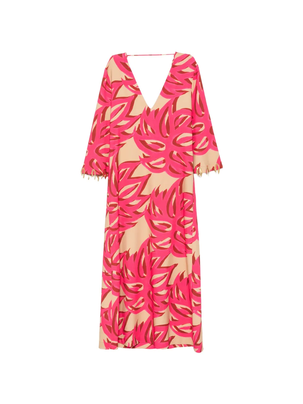 Themis Z Ismene Sabra leaf-print V-neck midi dress - Pink