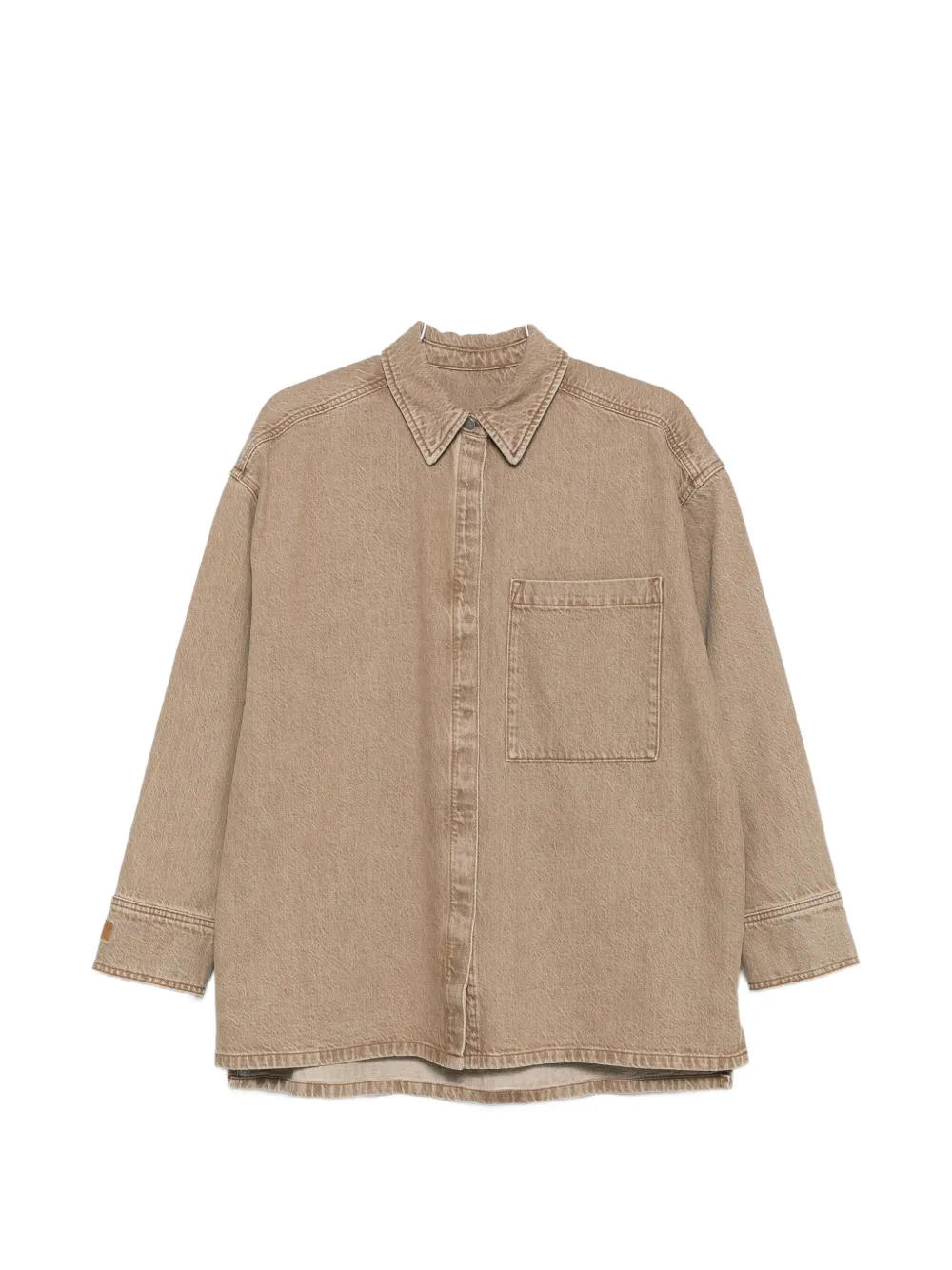 By Malene Birger logo-embroidered denim shirt - Nude