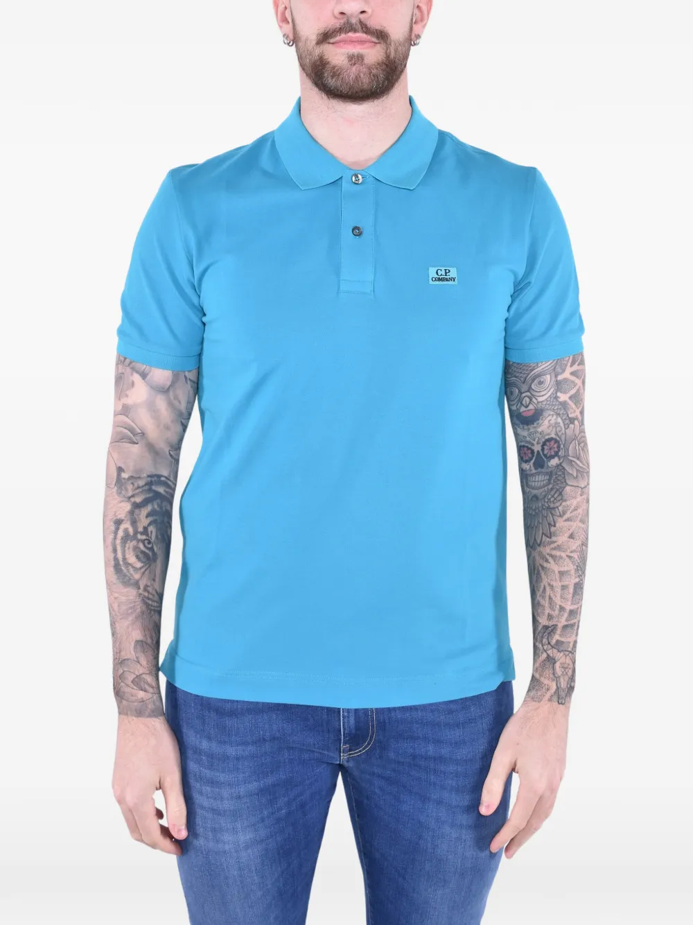 C.P. Company logo-patch polo shirt - Blu