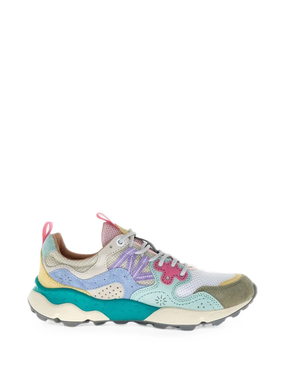 FLOWER MOUNTAIN Yamano 3 suede-panel sneakers Wit