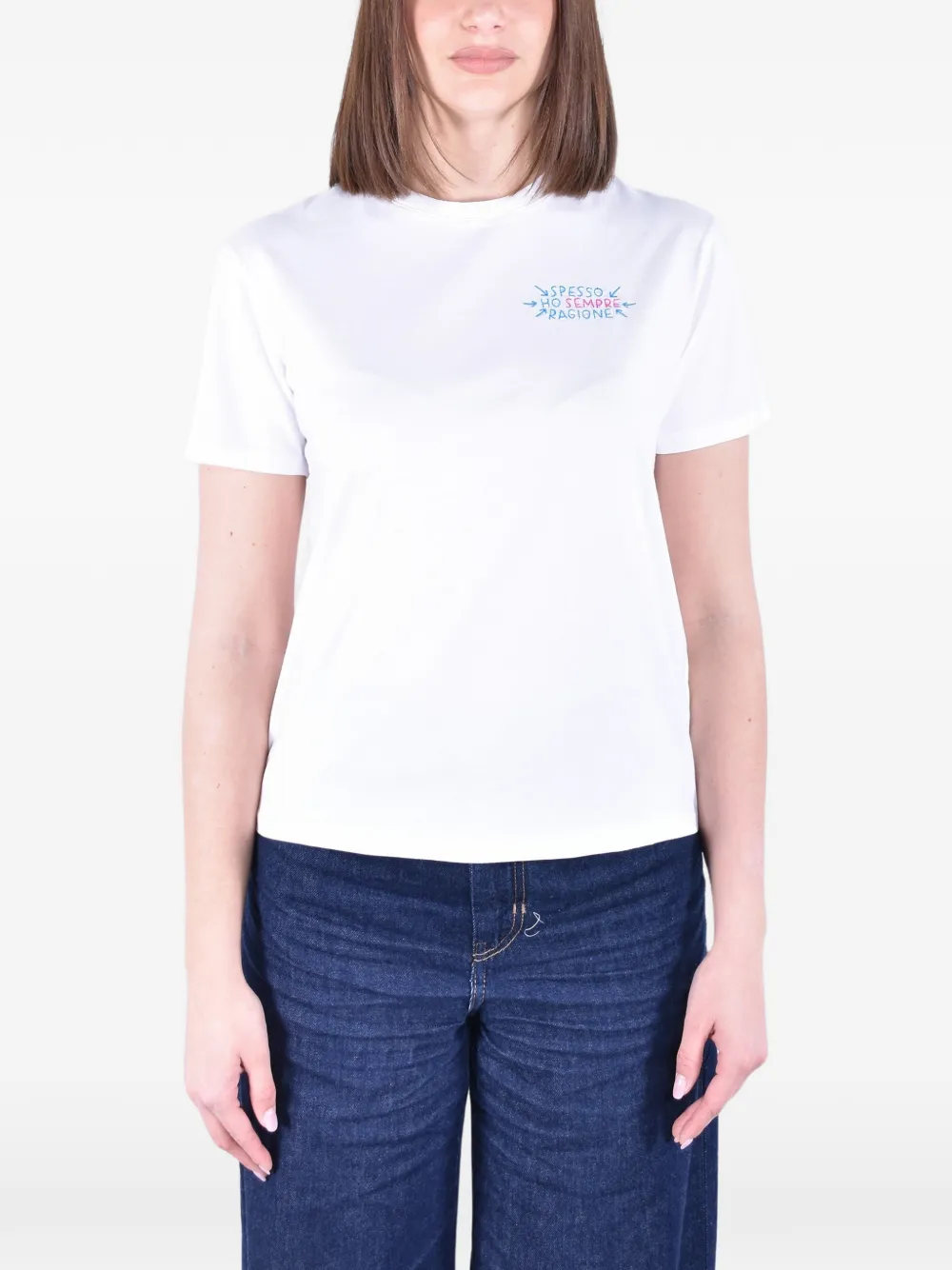 Mc2 Saint Barth Embroidered Cotton T-shirt In White