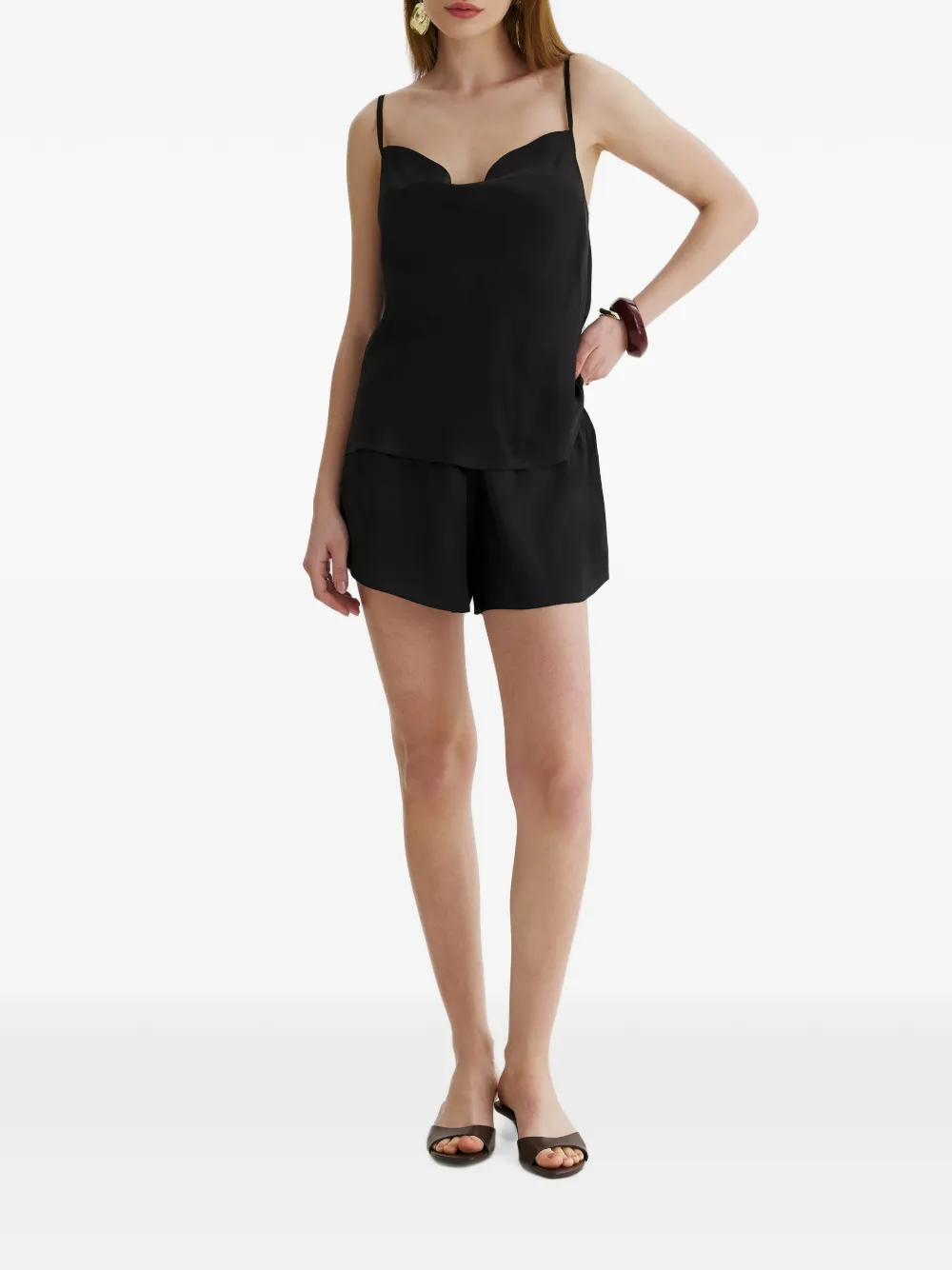 FRAMBOISE Eilish zijden shorts Zwart