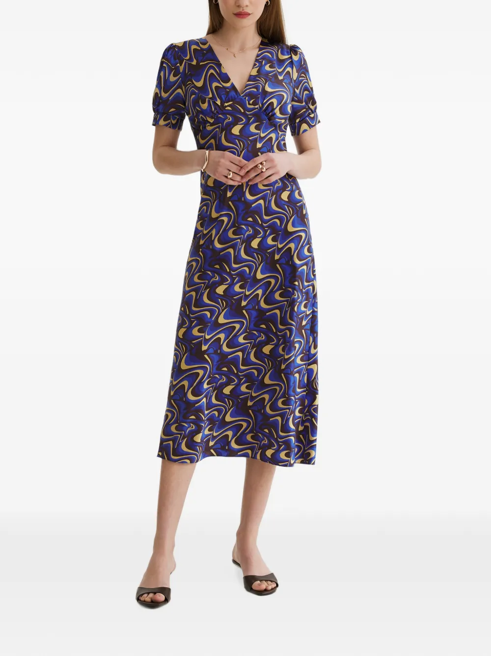 FRAMBOISE abstract-print silk midi dress
