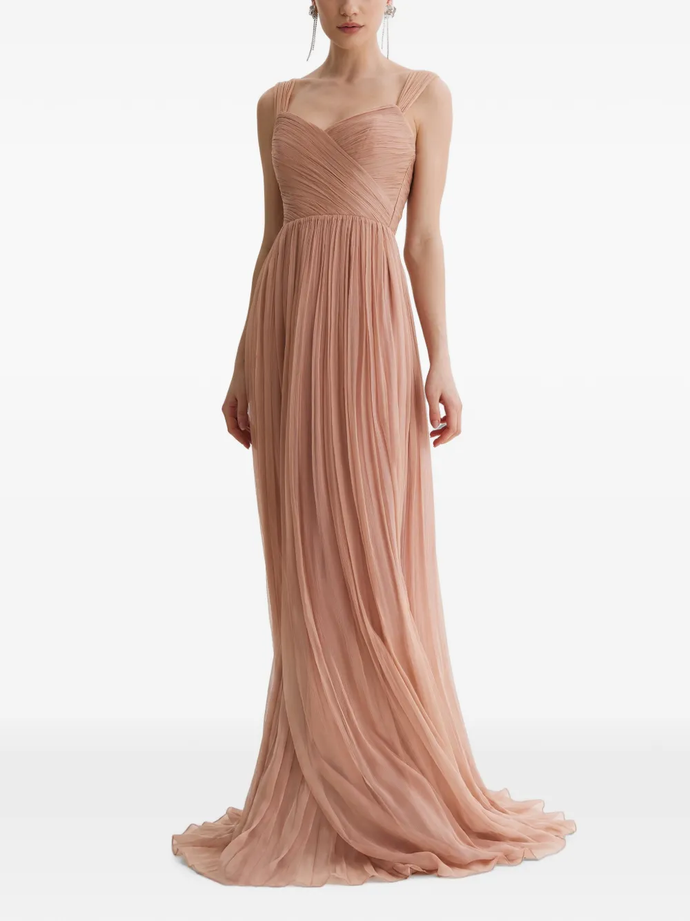 FRAMBOISE Fray pleated silk maxi dress - Rosa
