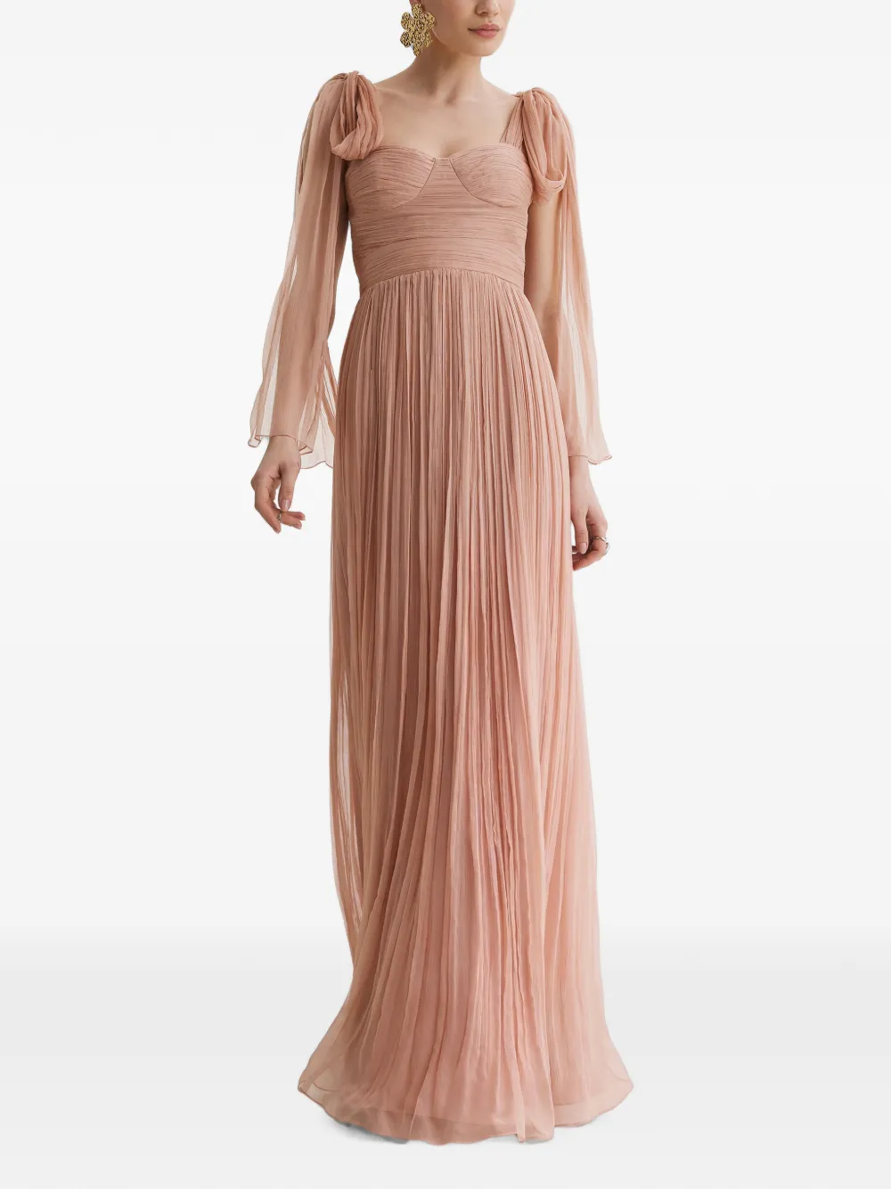 FRAMBOISE Tacoma pleated silk maxi dress - Rosa