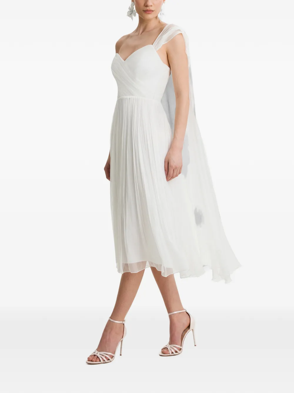 FRAMBOISE Page geplooide asymmetrische midi-jurk Wit