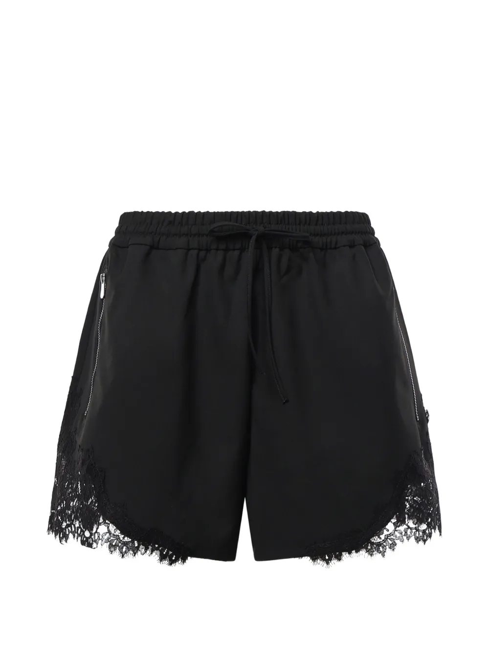 PINKO lace-trim drawstring shorts - Nero