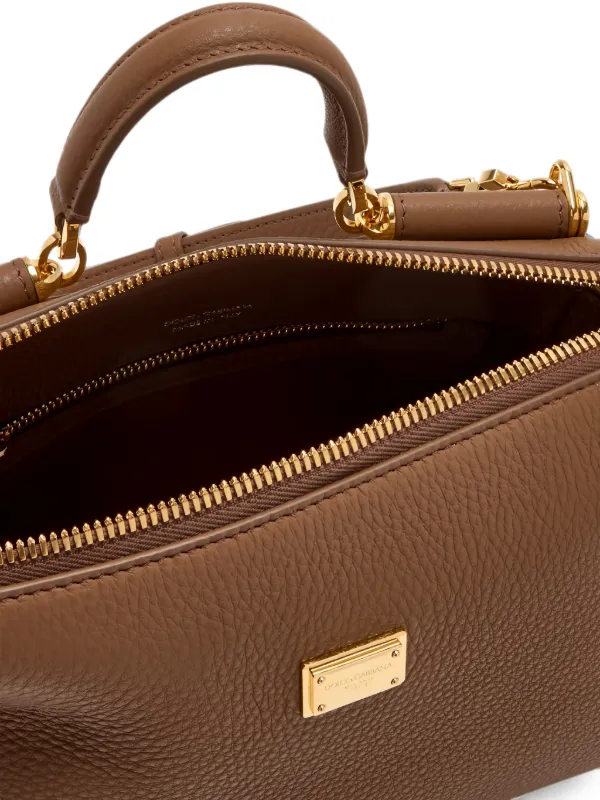 Dolce & Gabbana Vittoria logo-plaque Leather Tote Bag | Brown