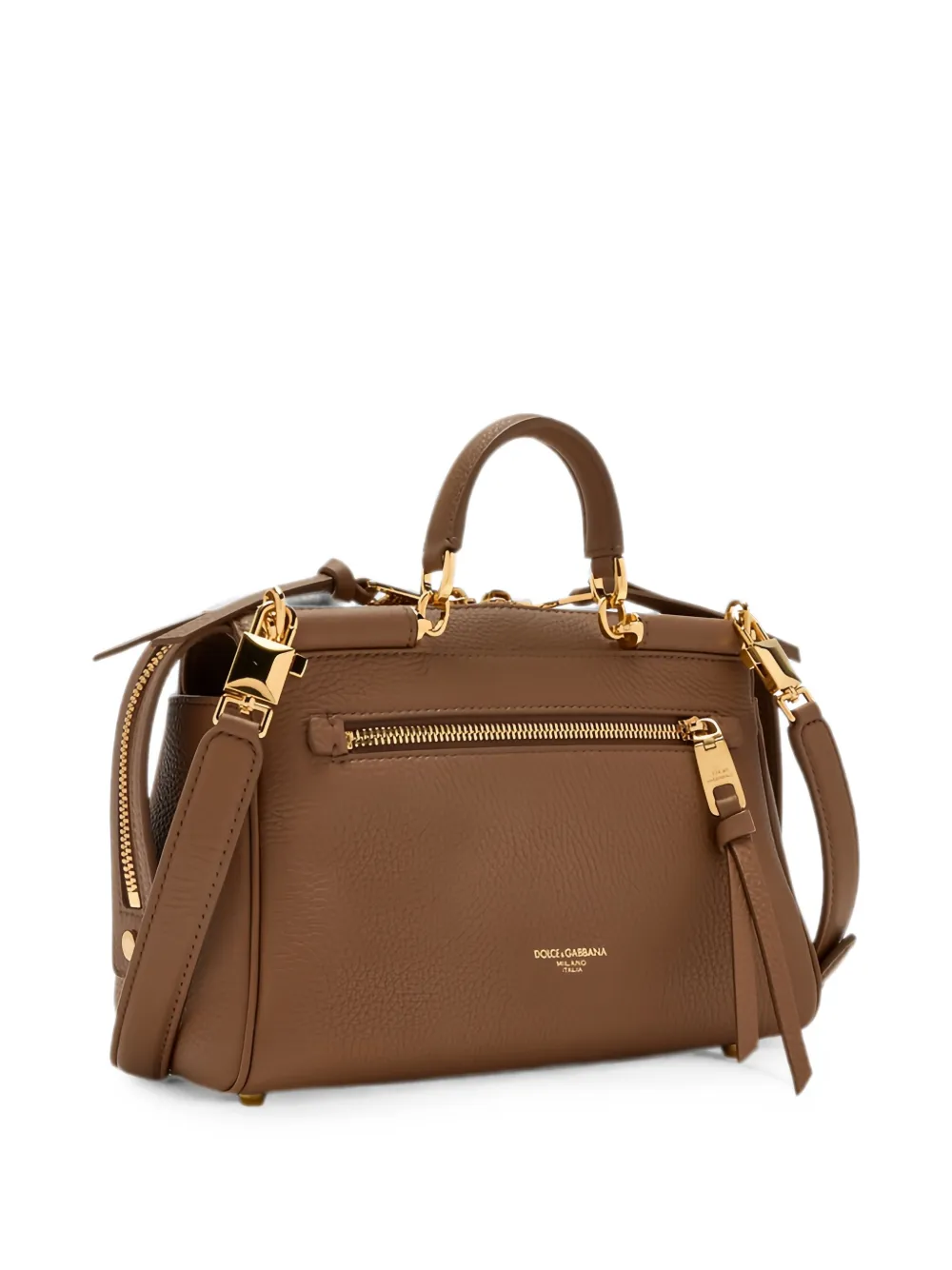 Dolce & Gabbana Vittoria leren shopper met logoplakkaat Bruin
