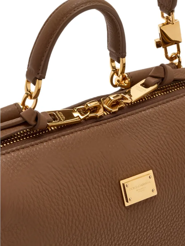 Dolce & Gabbana Vittoria logo-plaque Leather Tote Bag | Brown