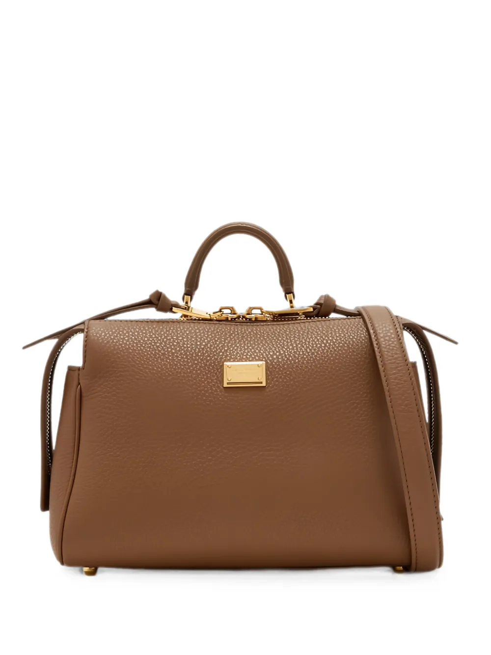 Dolce & Gabbana Vittoria logo-plaque leather tote bag - Braun