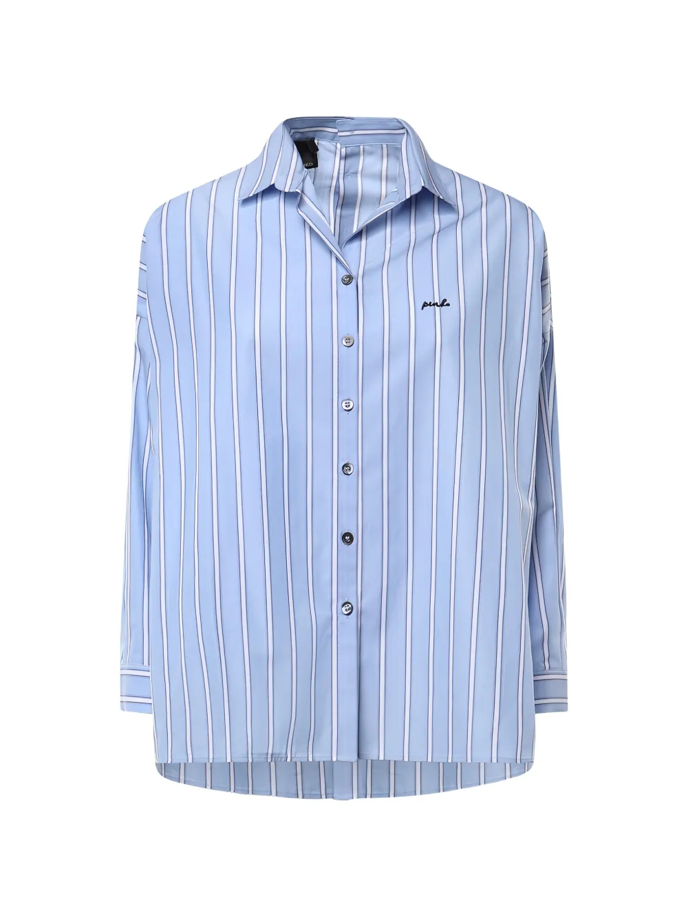 PINKO striped embroidered-logo shirt - Blu