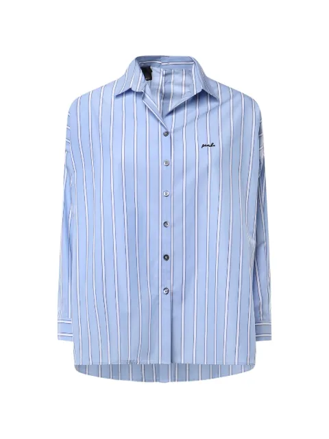 PINKO striped embroidered-logo shirt