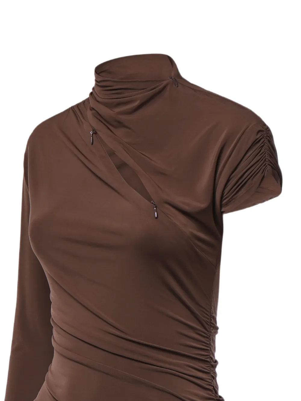 PINKO Asymmetrische body met ruches Bruin