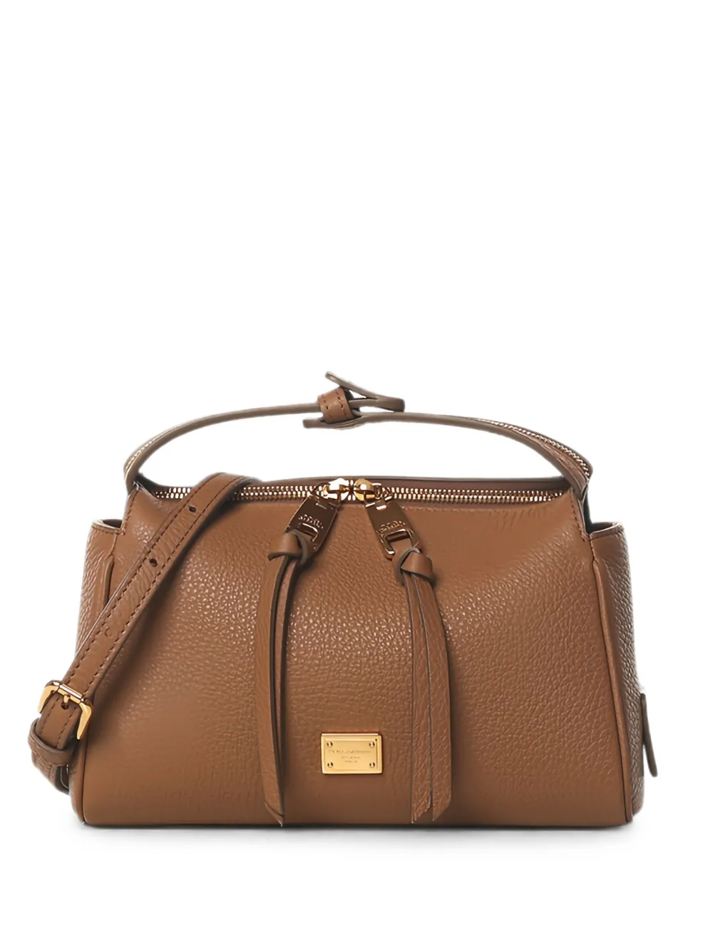 Dolce & Gabbana Vittoria logo-plaque leather tote bag - Marrone