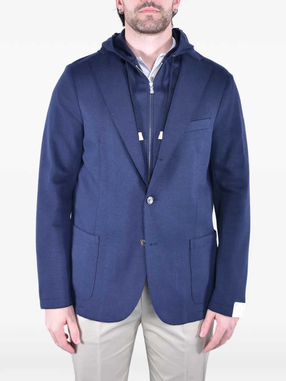 Eleventy hooded jersey jacket - Blu
