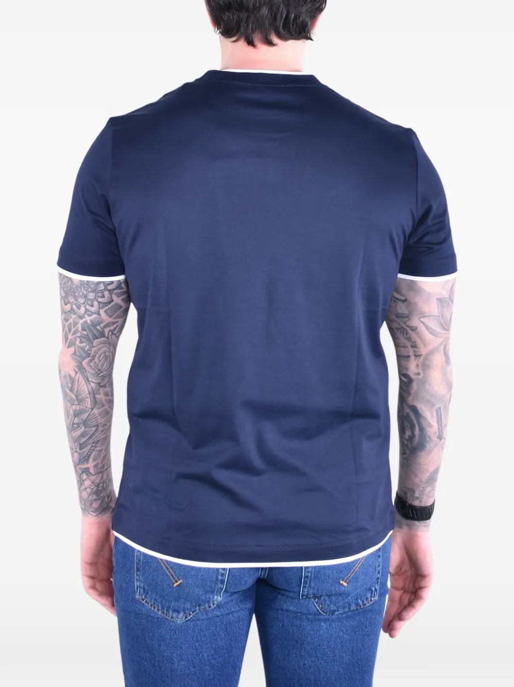 DONDUP T-shirt met contrasterende afwerking Blauw