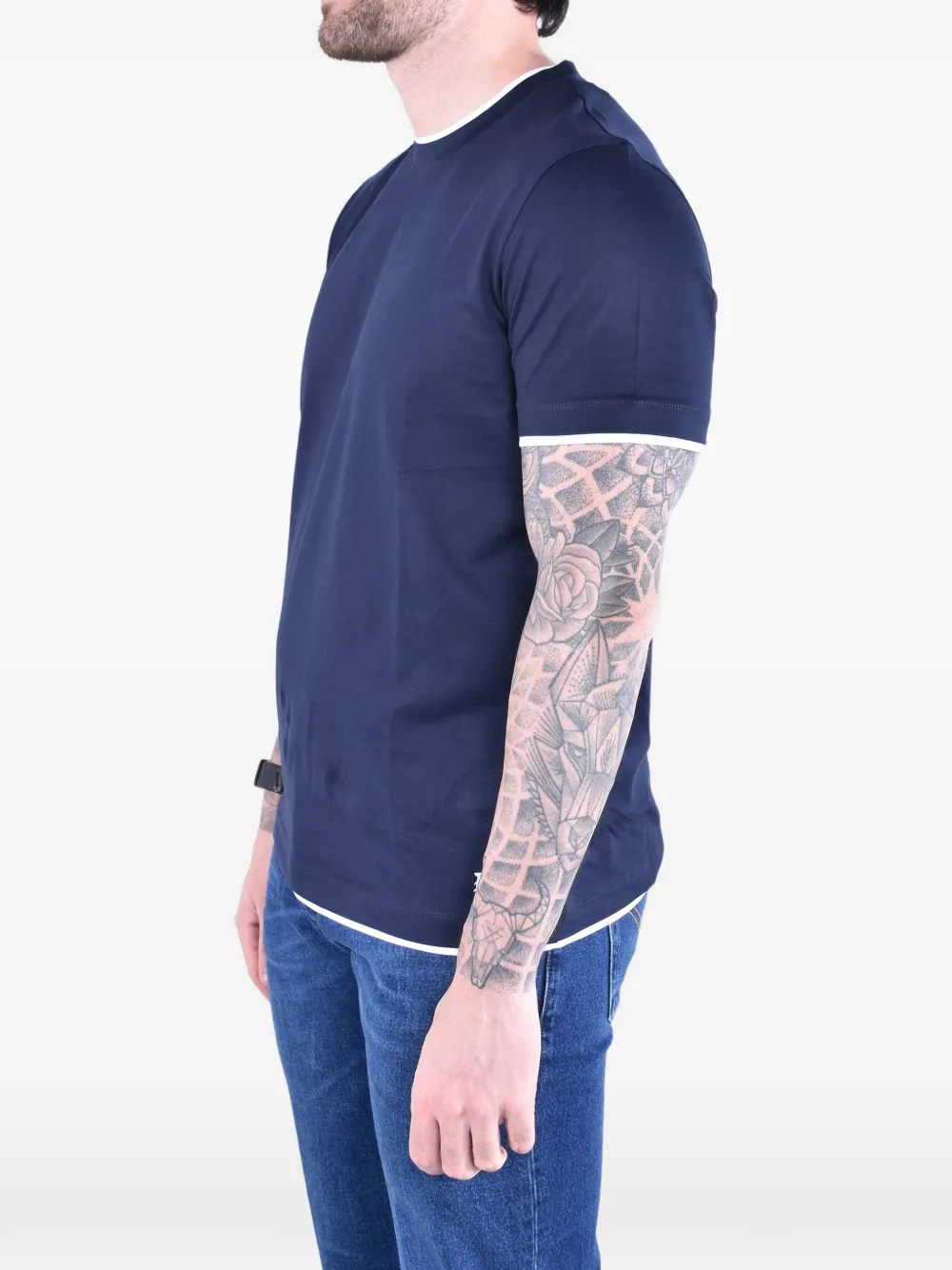 DONDUP T-shirt met contrasterende afwerking Blauw