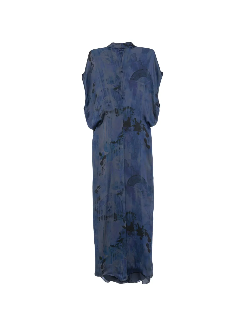Giorgio Armani Midi-jurk met bloemenprint Blauw