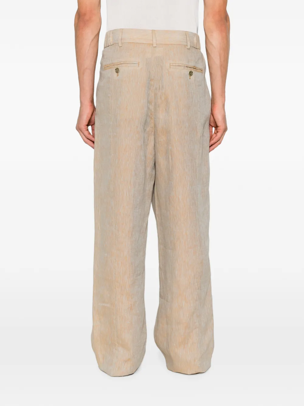 Giorgio Armani Plooibroek met wijde pijpen Beige
